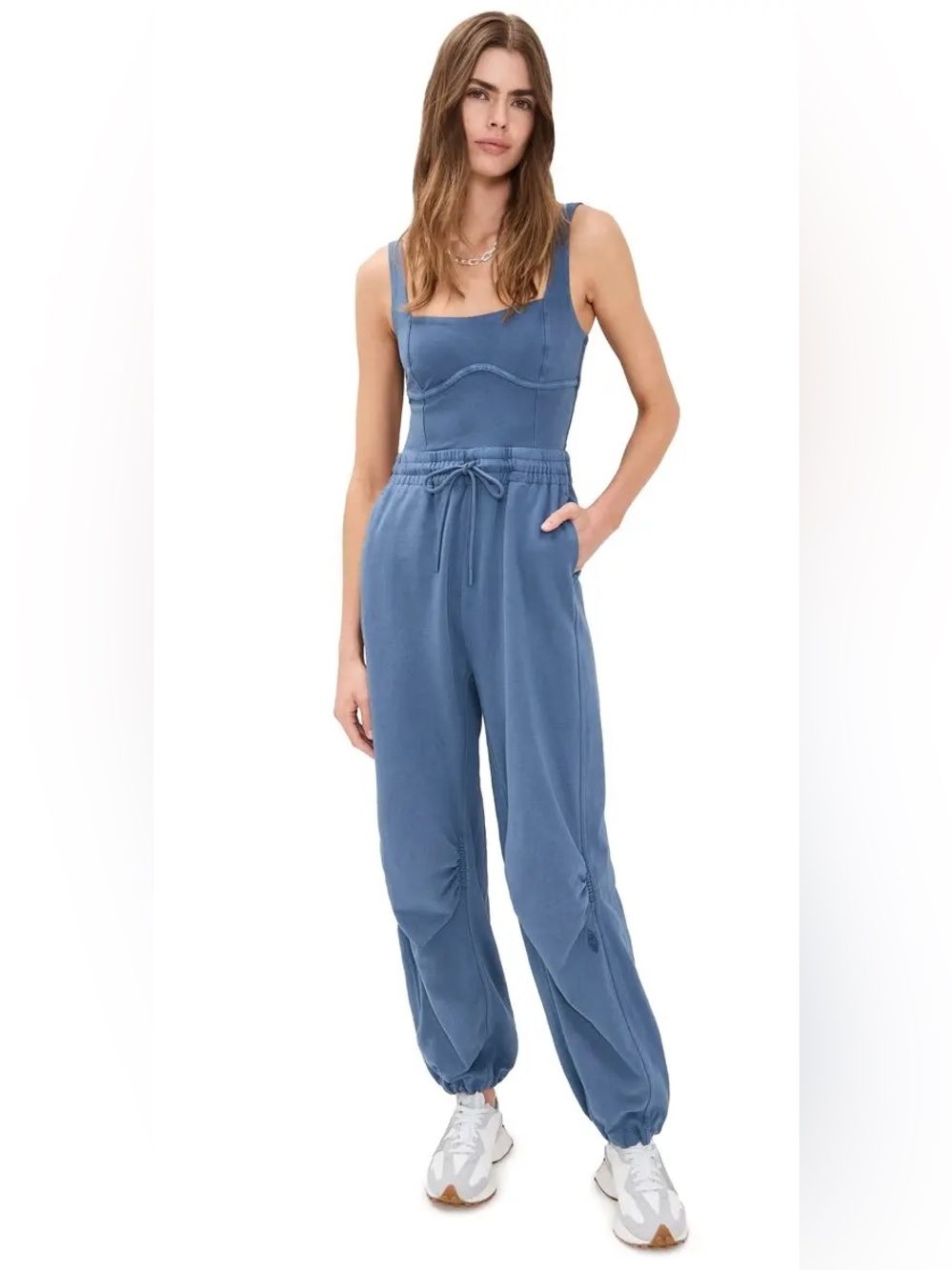 FP Movement by Free People Blue Drawstring Waist Jumpsuit